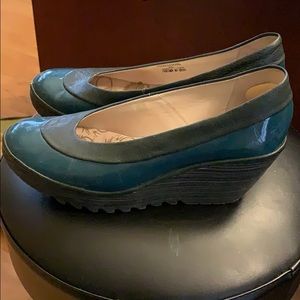 Fly London Teal and Gray Wedges